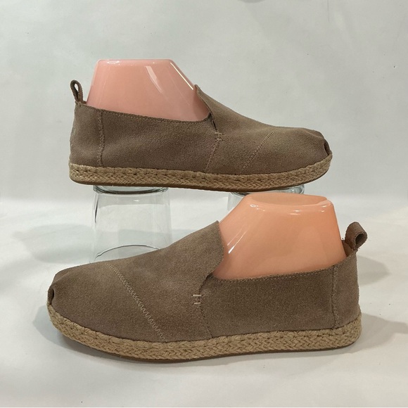 Toms Shoes - Toms Suede Leather Slip On Shoes Women 7 EU 37.5 Alpargata Espadrille Tan Beige
